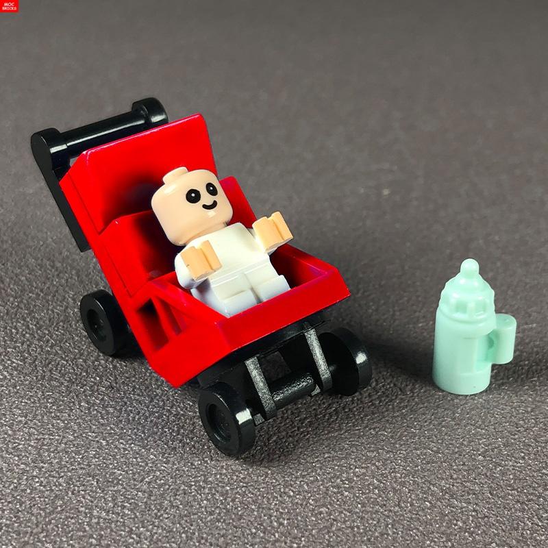 MOC Bausteine Baby Kinderwagen Kinderwagen Flaschenhalter Bildungsbausteine Kinder Mädchen Spielzeug Geschenk