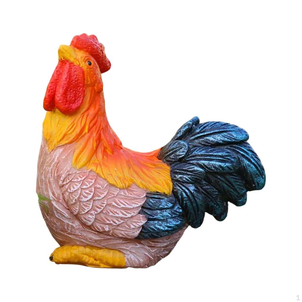 Statua di Pollo Scultura Animale Resina Piccola Statua da Giardino Ornamento Creativo per Libreria Ingresso