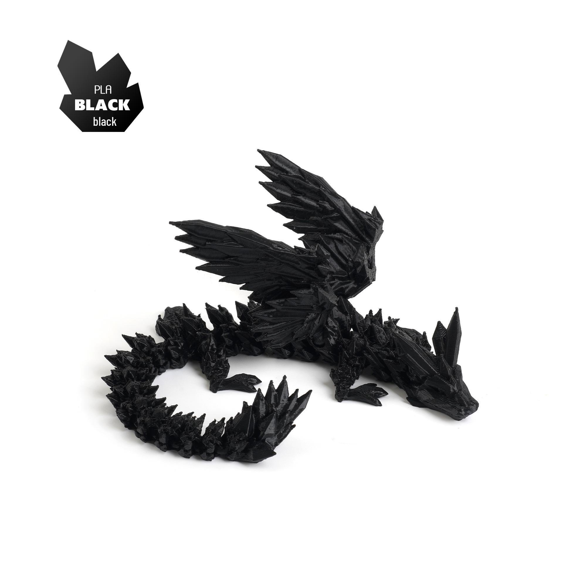 

3D Printed Crystal Divine Dragon Figurine with Movable Wings - Creative Handcrafted Toy Gift