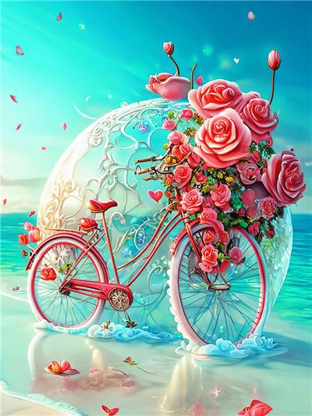 DIY Diamond Mosaic Bicycle Cross Stitch Diamond Painting Flower Love Embroidery Seaside Scenery New Arrival Handicraft
