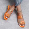 Fashion 2025 Summer Color Blocked Casual Plus Size Women's Slippers Fashionable Flat Bottomed Open Toed Thin Strap Women Sandals