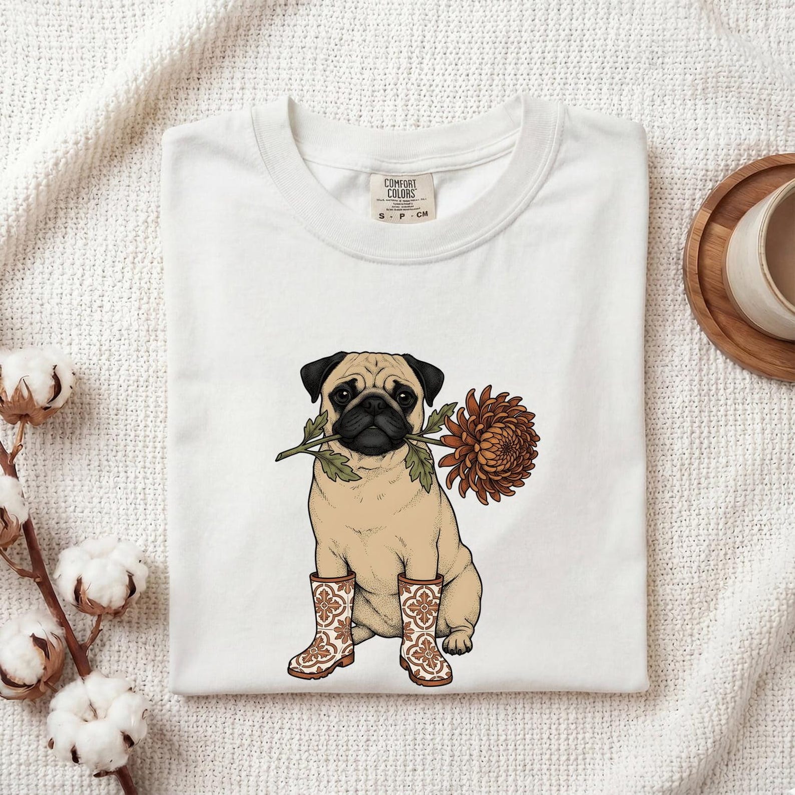 Pug Pet Shirt Dog Plant Gift Women Doodle Tee Puggle T-Shirt Dog Fan Canine Graphic Doggy Illustration Classic Daisy Tshirt 3XL
