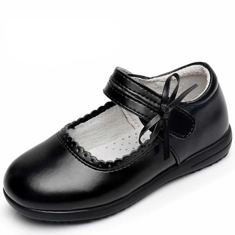 

Children Girls Princess Shoes School Performance Shoes Kid Flat Sole Non-slip Sandals Soft Bottom Velcro Mary Jane Uniform Shoes 40