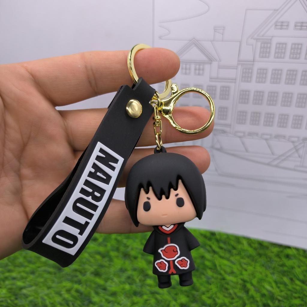 Naruto Keychain Fashion Jewelry Cartoon Cute Figure PVC Keyring Uzumaki Kakashi Action Figures for Men Women Bag Pendant