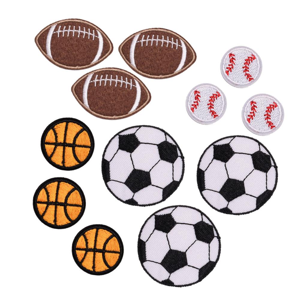 12 Pcs/Set Embroidered Patches Football Patches Iron On/Sew On Appliques Craft Supplies for Clothing Repair