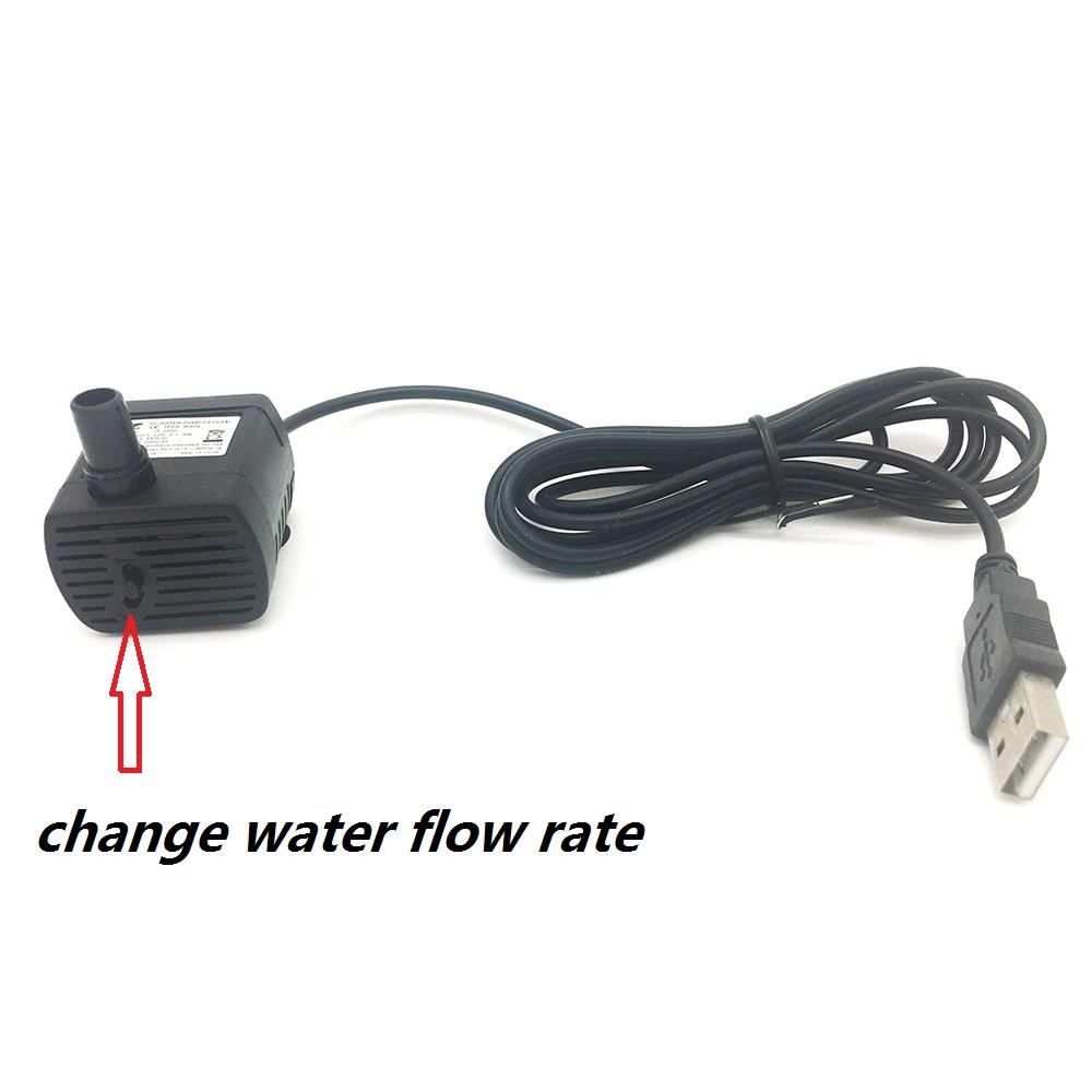 Bomba de Água DC Volume de Água Ajustável 150~280L/h Conector 5.5*2.1mm ou USB Bomba de Água Submersível Micro Sem Escovas Para Aquário