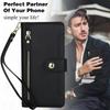 Crossbody Lanyard Leather Zip Wallet Multi Card Phone Case for Samsung Galaxy S25 Edge S24 Ultra S23 Plus S22 S21 FE Flip Cover