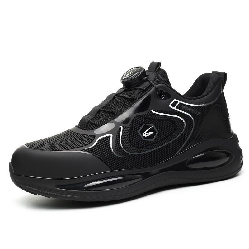

men luxury fashion breathable steel toe caps work safety shoes worker tooling security boots summer safe sneakers trend footwear 290 чорний
