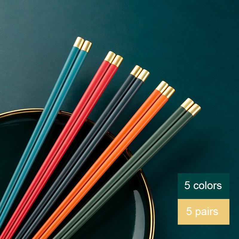 

5 пар многоразовых обеденных палочек из стекловолокна, палочки для еды для суши, бытовая посуда, посуда, нескользящие инструменты для приготовления пищи в горшке 5 pairs-5 colors