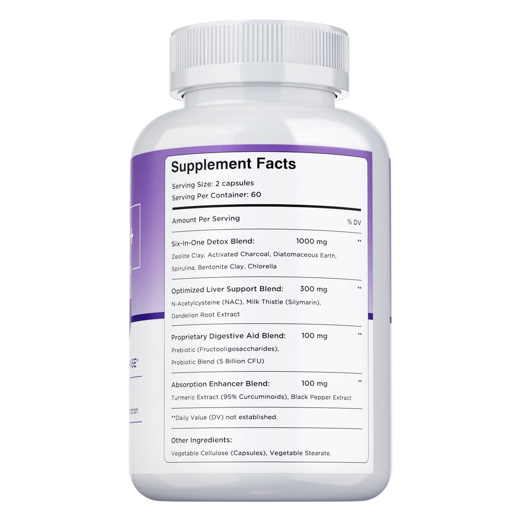 Questo agente disintossicante multi-effetto combina carbone attivo, zeolite e bentonite per purificare fegato e intestino e favorire la digestione.
