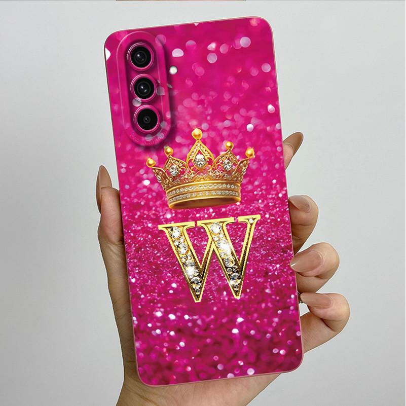 For Samsung Galaxy A37 A57 5G 2025 Crown Initial Letter Couple Phone Case SM-A376B SM-A5760 Soft Silicone Lens Protective Casing