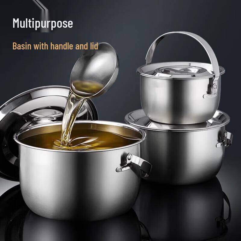 Rundes Becken aus 304 Edelstahl mit Deckel und Griff