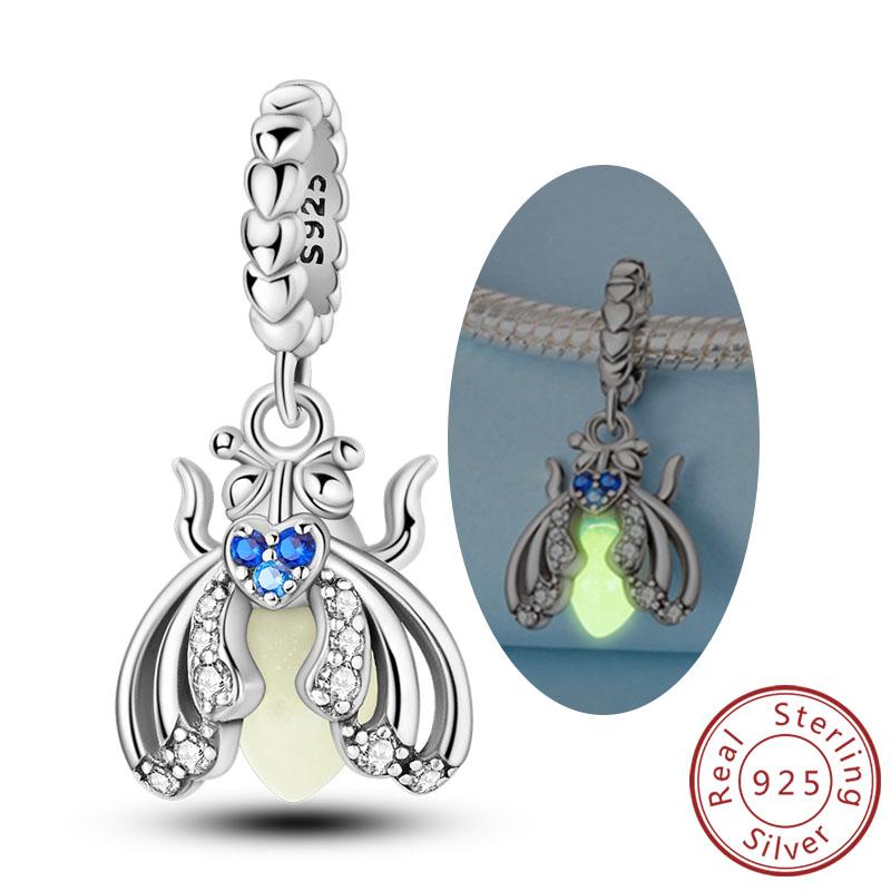 Copper Charms Beads Pendant Luminous Firefly Butterfly Charms Fit Original Bracelet Women Diy Jewelry Making Gifts