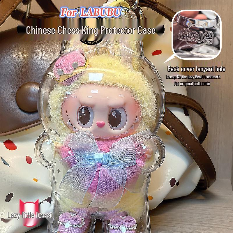 Lazy Beast Labubu Schachkönig Transparente Schutzhülle - Hohe Qualität