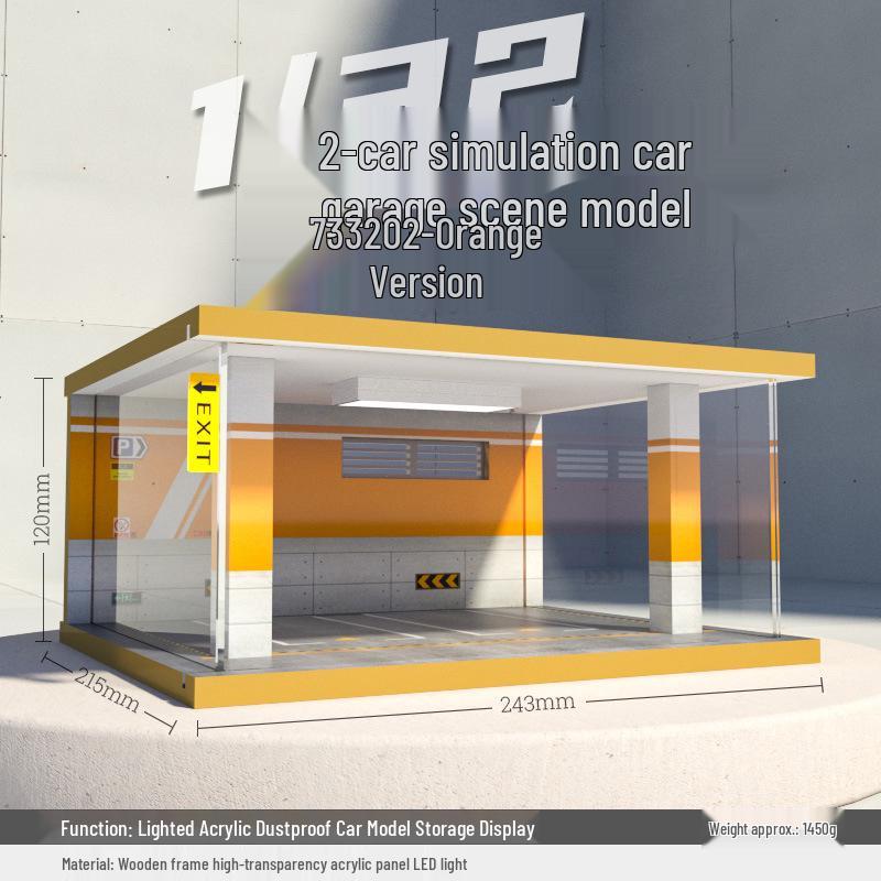 

1:Деревянный гараж для масштабной модели автомобиля 32-го масштаба со светящейся сценой и пылезащитным чехлом