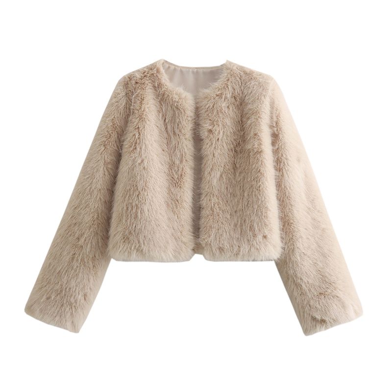 Kaslead New Arrival Women's Clothing Fashion Style Stylish Simple and Versatile Artificial Fur Short Outwear