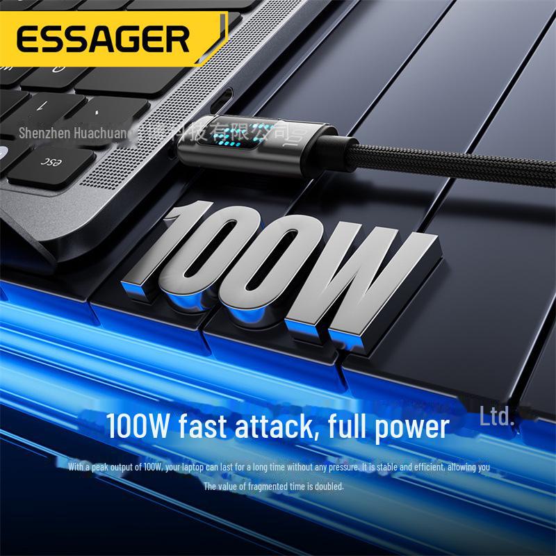 ESSAGER Streamer Series 100W PD Fast Charging Cable for Phones, Tablets, and Laptops