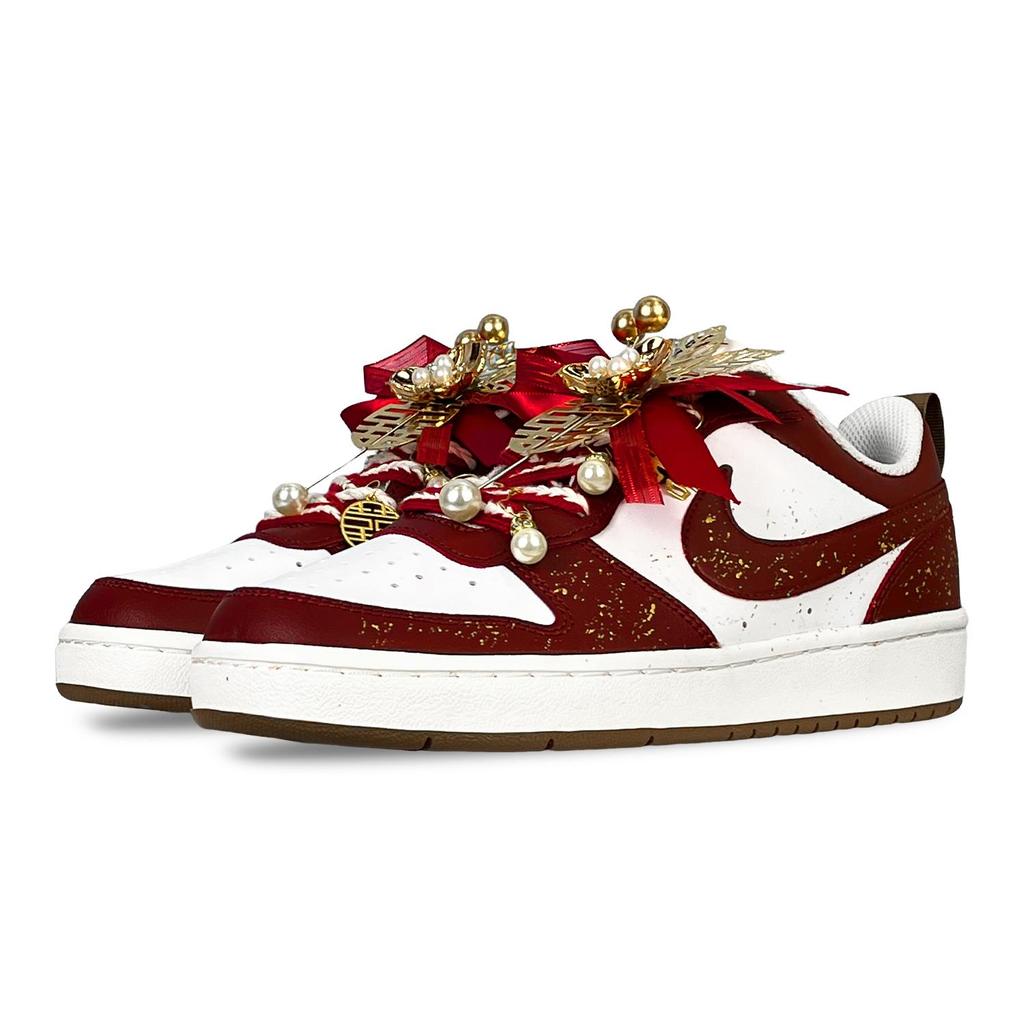 Nike Court Borough Low top Skateboard Shoes Women's White Red IB4706-121(Team257-)