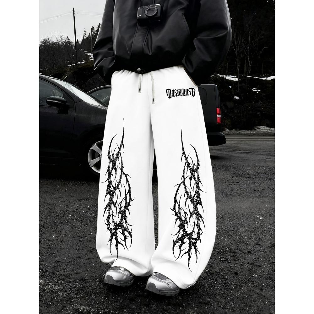 Pantalones Deportivos Casuales para Exteriores de Estilo Gótico Oscuro Holgados para Hombre, la Primera Opción para Combinaciones de Moda Universitaria