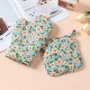 2Pcs Cotton Linen Oven Mitts and Pot Holders Heat Resistant Baking Gloves  Microwave Use