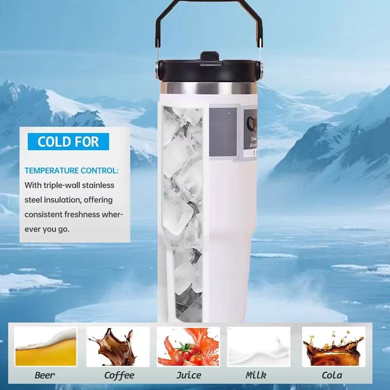 30oz Vacuum-Insulated Stainless Steel Tumbler with BPA-Free Tritan Cover for Temperature Control