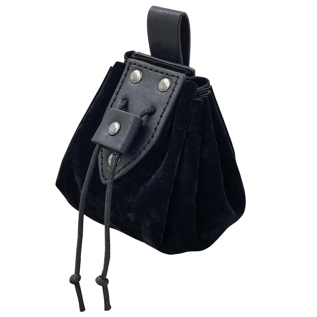 Medieval Waist Bag Antique-Finish Drawstring Pouch with Belt Loop