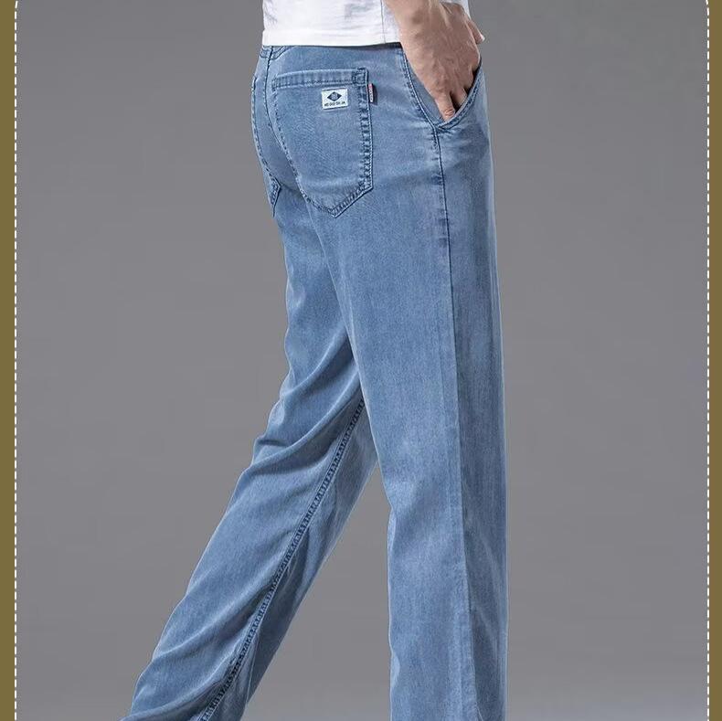American Classic Trendy Brand Straight Jeans Men's Summer Thin High-end Retro Loose Wide-leg Casual Long Pants Men