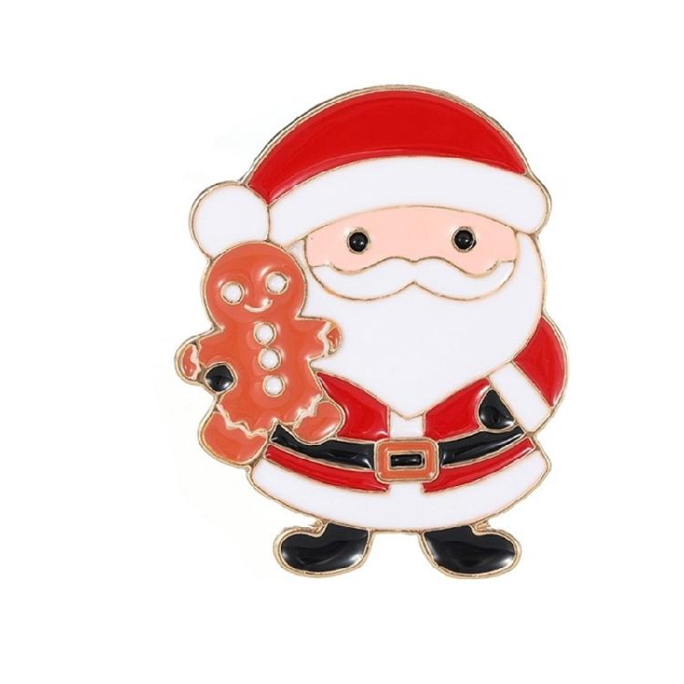Cheerful Santa Face Brooch Alloy Christmas Pin For Clothing Decoration Secured Backing Design Sturdy Holiday Themed Accessory