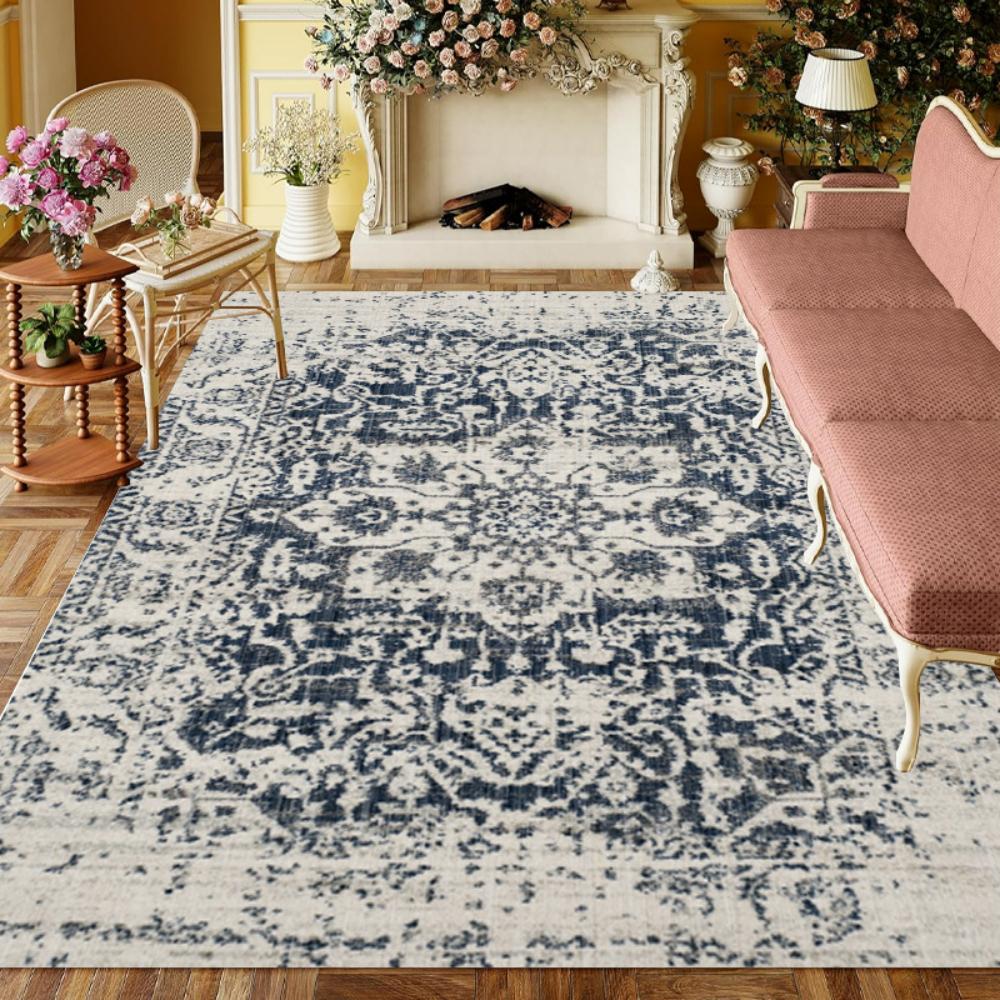 

Vintage Persian Turkey Style Red Blue Print Carpet Living Room Rug Bedroom Floor Mat Soft Kitchen Table Hallway Decor Runner 50X80CM