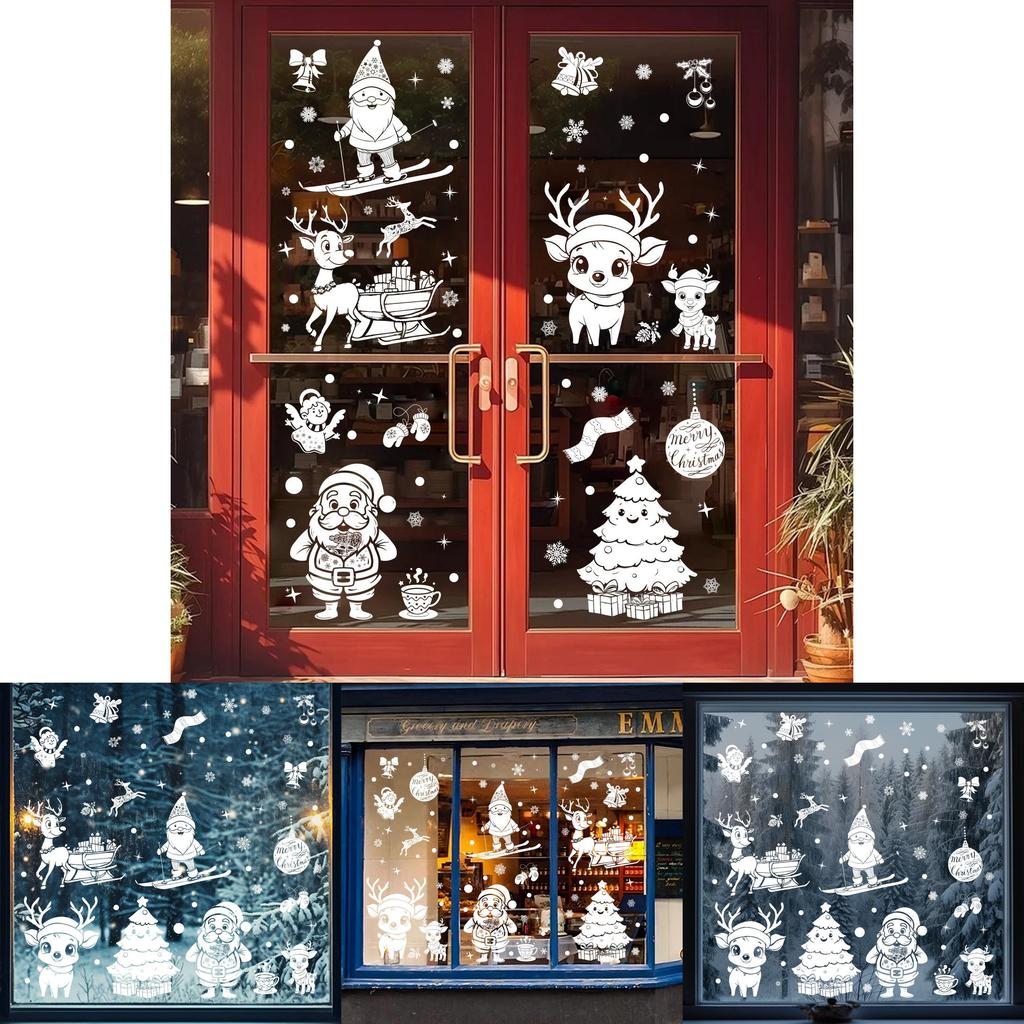 PVC Weihnachtsfensteraufkleber Set mit weißem Schneemann für festliche Schaufensterdekoration