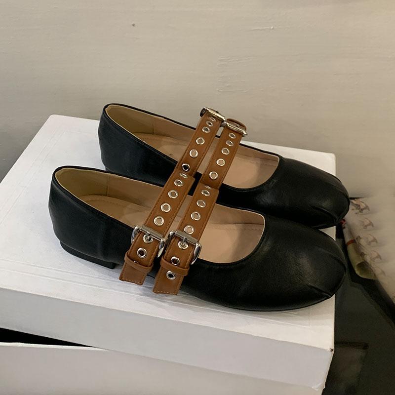 

Модная обувь с круглым носком, женские балетки, мягкая женская обувь, неглубокая, модный ремешок с пряжкой, женские туфли Мэри Джейн, балетки, женская 35 чёрный