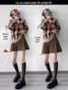 Women's High Waist Dark Gray Wool Plaid Pleated Skirt - Slimming Spring/Autumn 2026 Collection, JK Short Skirt