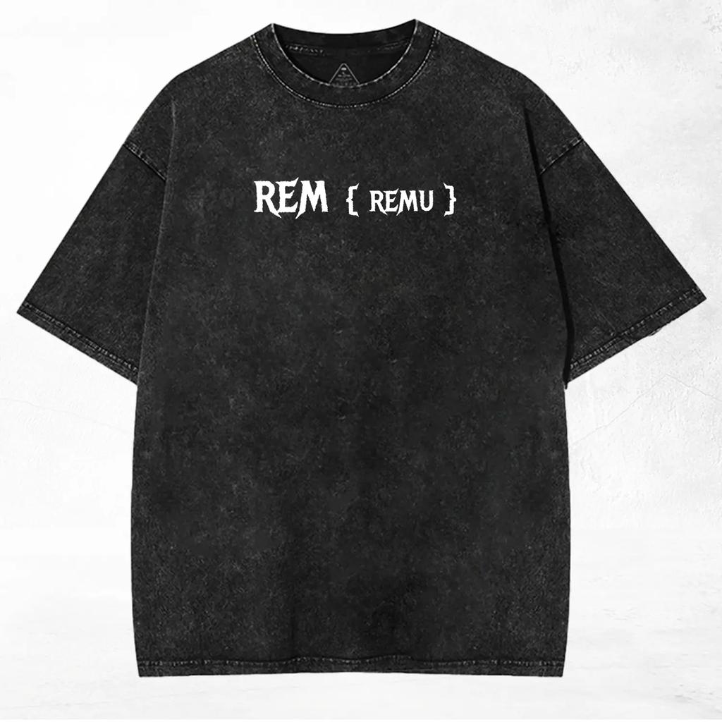 Rem Re:ZERO Anime Printed T-shirt For Men's Clothing Harajuku Y2k Washed Oversized T Shirt Summer Short Sleeve Cotton Tees Tops