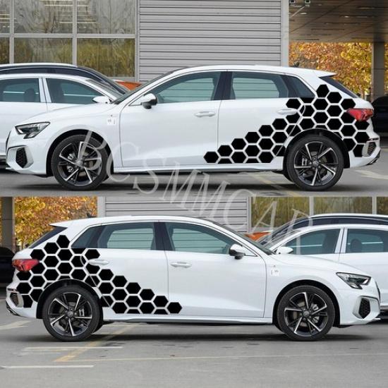 Hexagon Car Graphics Honeycomb Side Stickers Car Styling Decoration Sport Decals