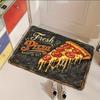 1pc, 2D Flat Printing, Vintage American Pizza Theme Welcome Mat, Kitchen Restaurant Decor, Indoor Outdoor Home Party Decoration