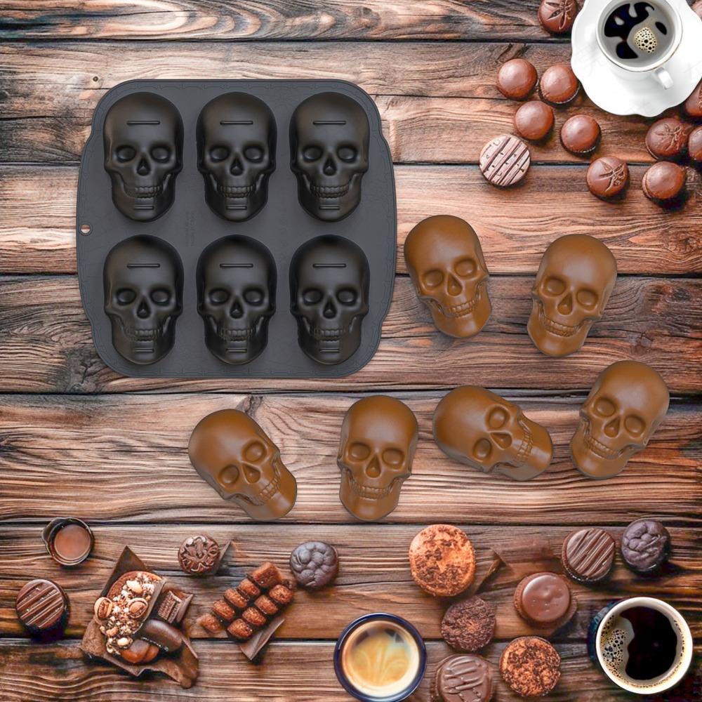 Elasticity Skeleton Head Cake Mold Food Grade Silicone Skull Baking Mold Skull Cake Pan Halloween