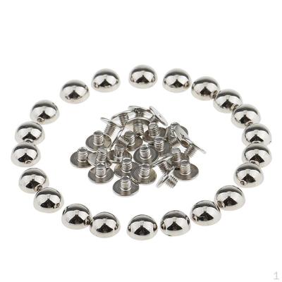 20 Stück Pilzkuppel-Nieten, Nieten, Spikes für Leder-Basteltaschen, 8 mm – Silber