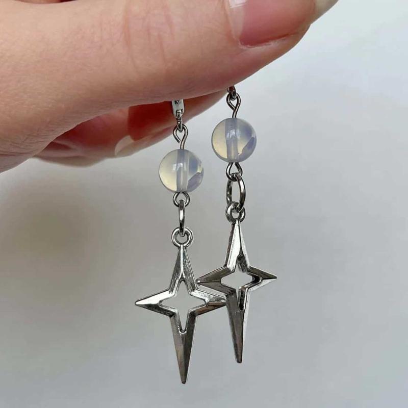 1 Pair Stainless Steel Opal Star Earrings Featuring Comfortable Fit and Easy Cleaning for Sensitive Skin Wear