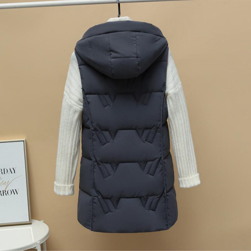 Velká velikost Nová oboustranná vesta Dámská zimní vesta střední délky Korejský styl Podzimní a zimní péřová bavlněná vesta Zesílená bunda