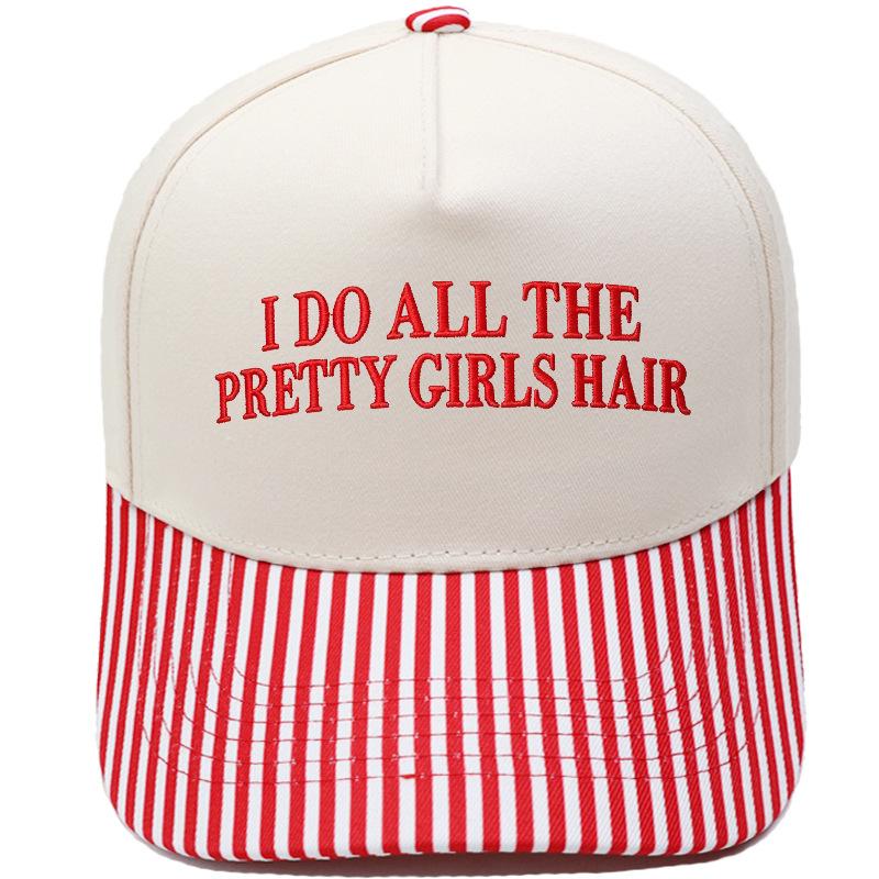 PRETTY GIRLS HAIR Fun Embroidery Color Matching Truck Driver Hat Men's and Women's Casual Sun Hat