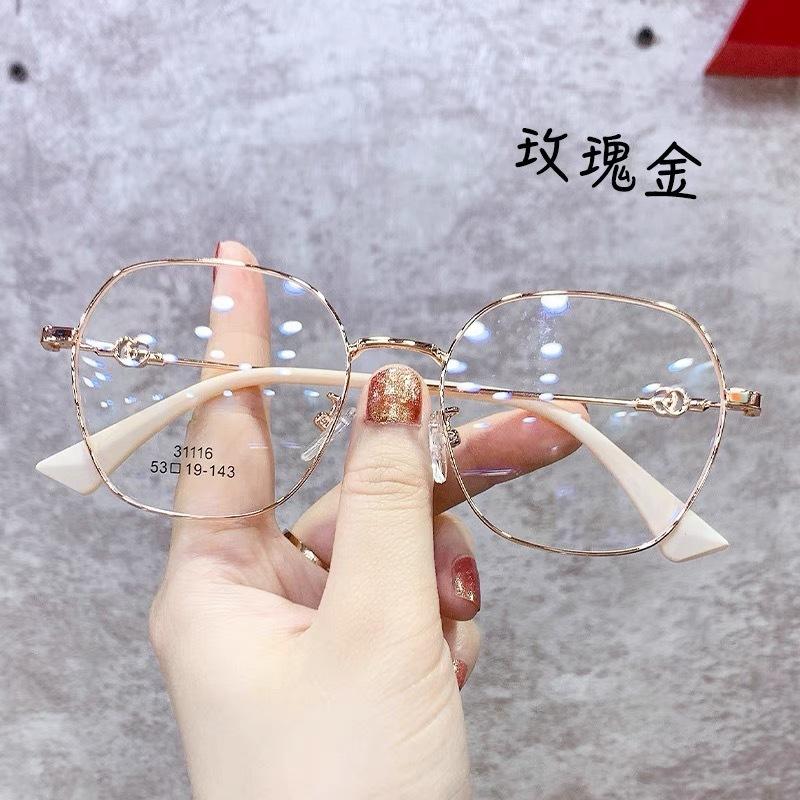 

2025 очки по рецепту близорукие очки для женщин могут быть оснащены степенью защиты от синего света, простой полигональной оправой для глаз Single Version&1.56&None розового золота