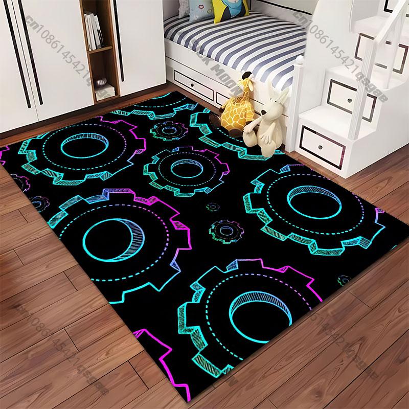 Colorful Interlocking Mechanical Gears Carpet Yoga Living Room Room Decor Children's Crawling Mat Doormat Area Rug