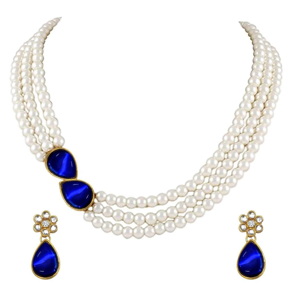 Faux Pearl Crystal Necklace and Jewellery Set Gift for Women