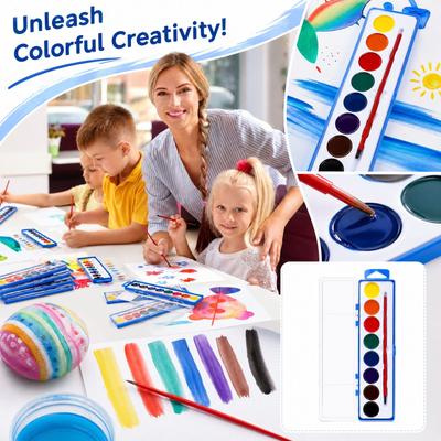 8-kleurig aquarelverfset met penseel voor schoolbenodigdheden