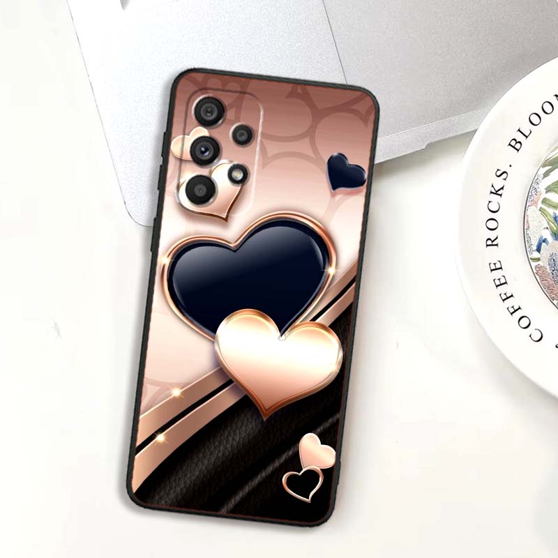 Artistic metal style pattern Phone Case For Samsung A73 A72 A71 A55 A54 A53 A52 A51 A13 A22 A16 A15 A12 A14 A26 A07 5G Black