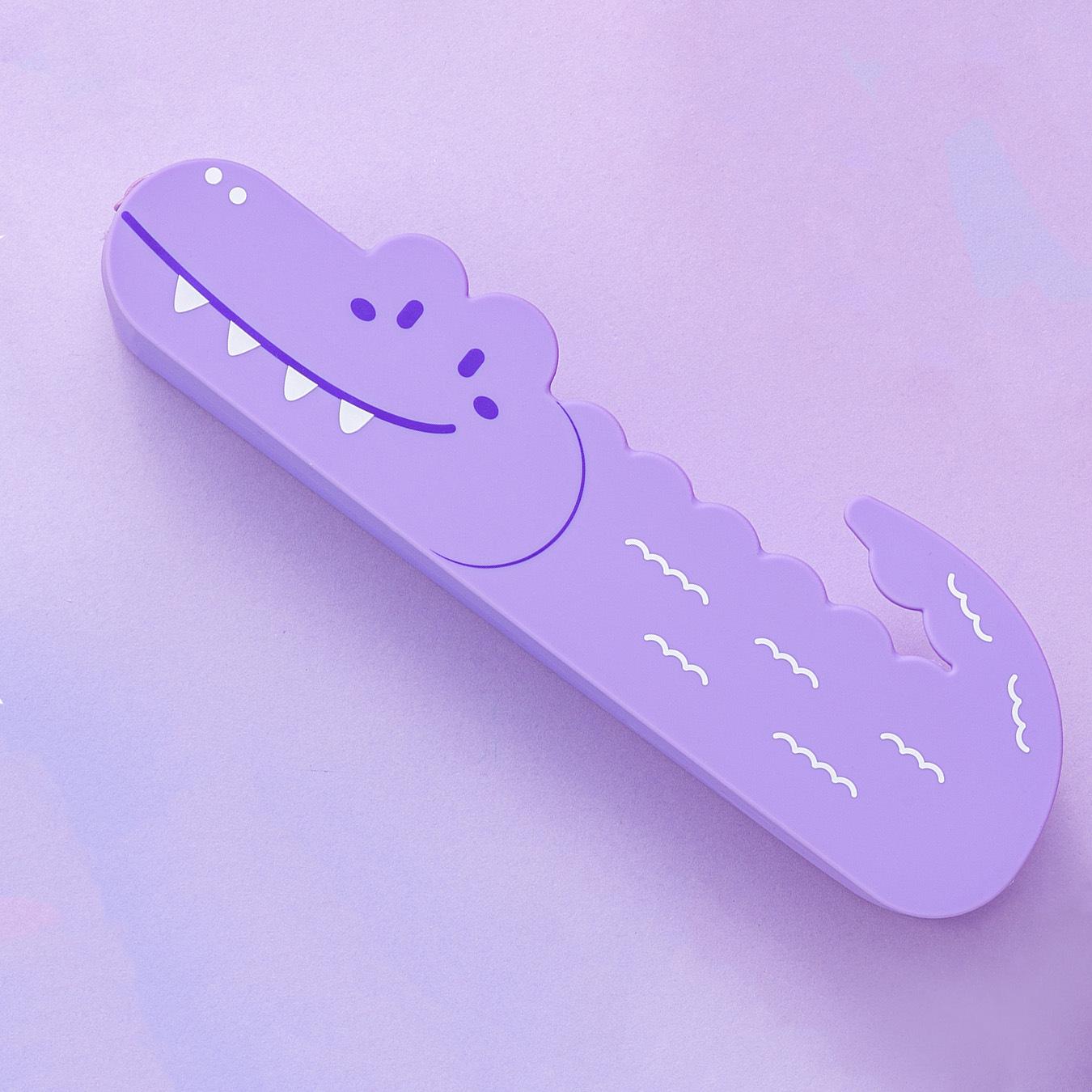 Silicone pencil case cute tooth crocodile stationery pencil case girl cute pencil bag stationery supplies фиолетовый