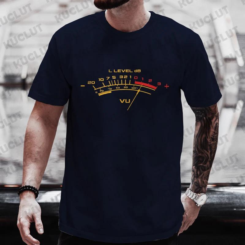 Vintage VU Meter Print Men Street T-Shirts Summer Men's T Shirt Clothing Oversized Men High Quality Tshirt Graphic T Shirts
