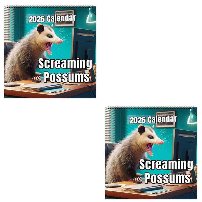 2026 Funny Screaming Possums Calendar January 2026 December 2026 Thick Possum Calendar Funny Gag Gift for Possum Animal Lover