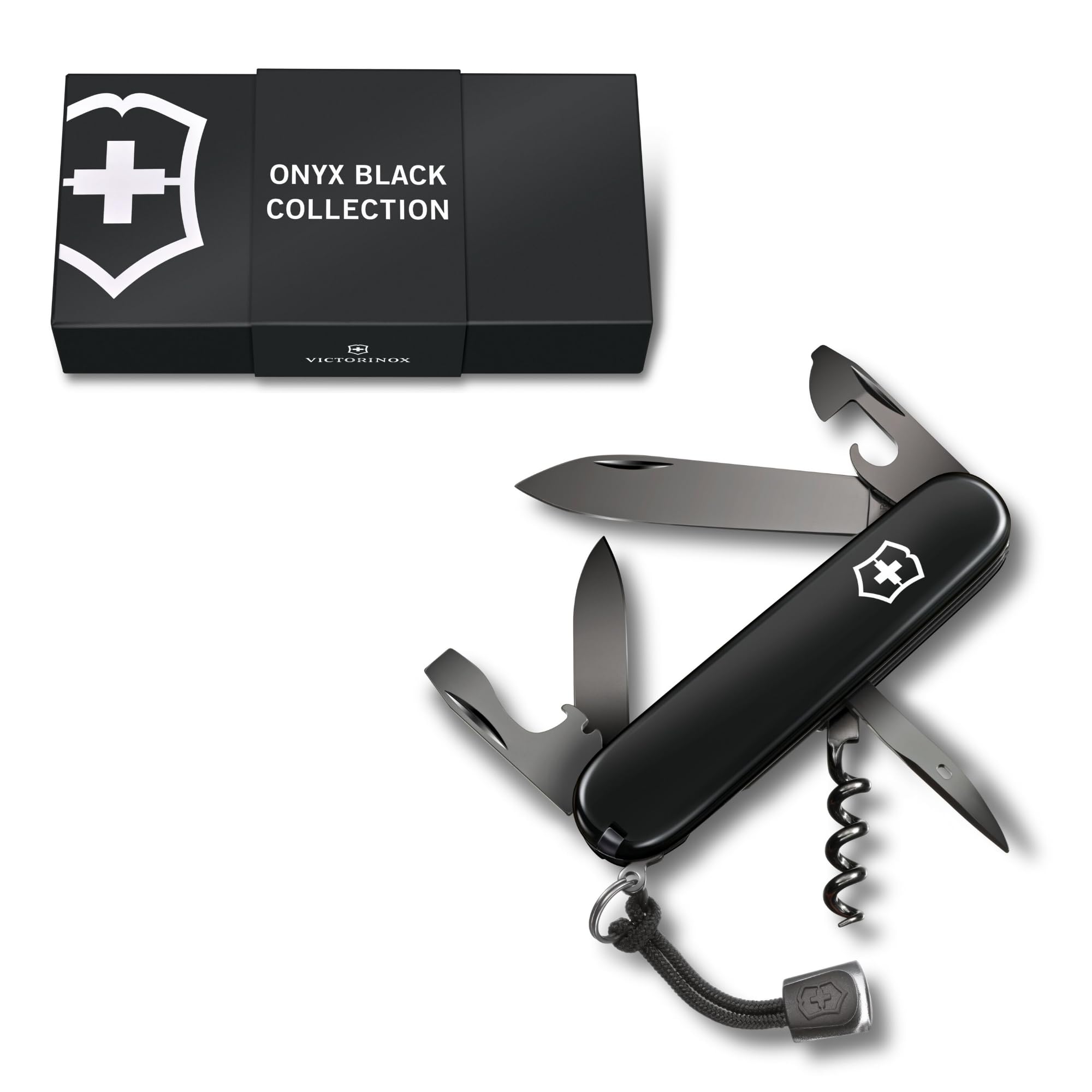 VICTORINOX Spartan Onyx Black Swiss Army Knife, Multi-Function Knife, Perfect for Outdoor Activities, Gift, Swiss-Made 12-Function Multi-Tool, Compact