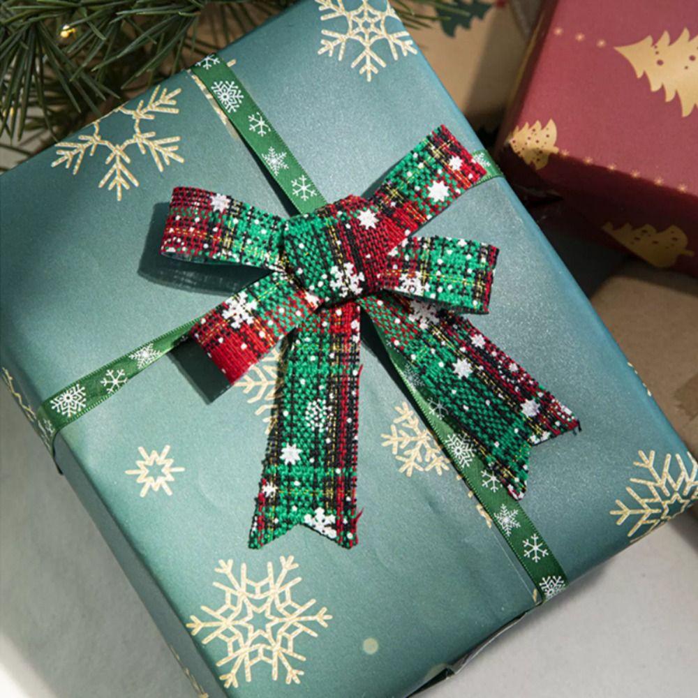 3PCS Handmade Christmas Ornaments Lattice Xmas Tree Bow Christmas Decoration Bowknot Home Decor